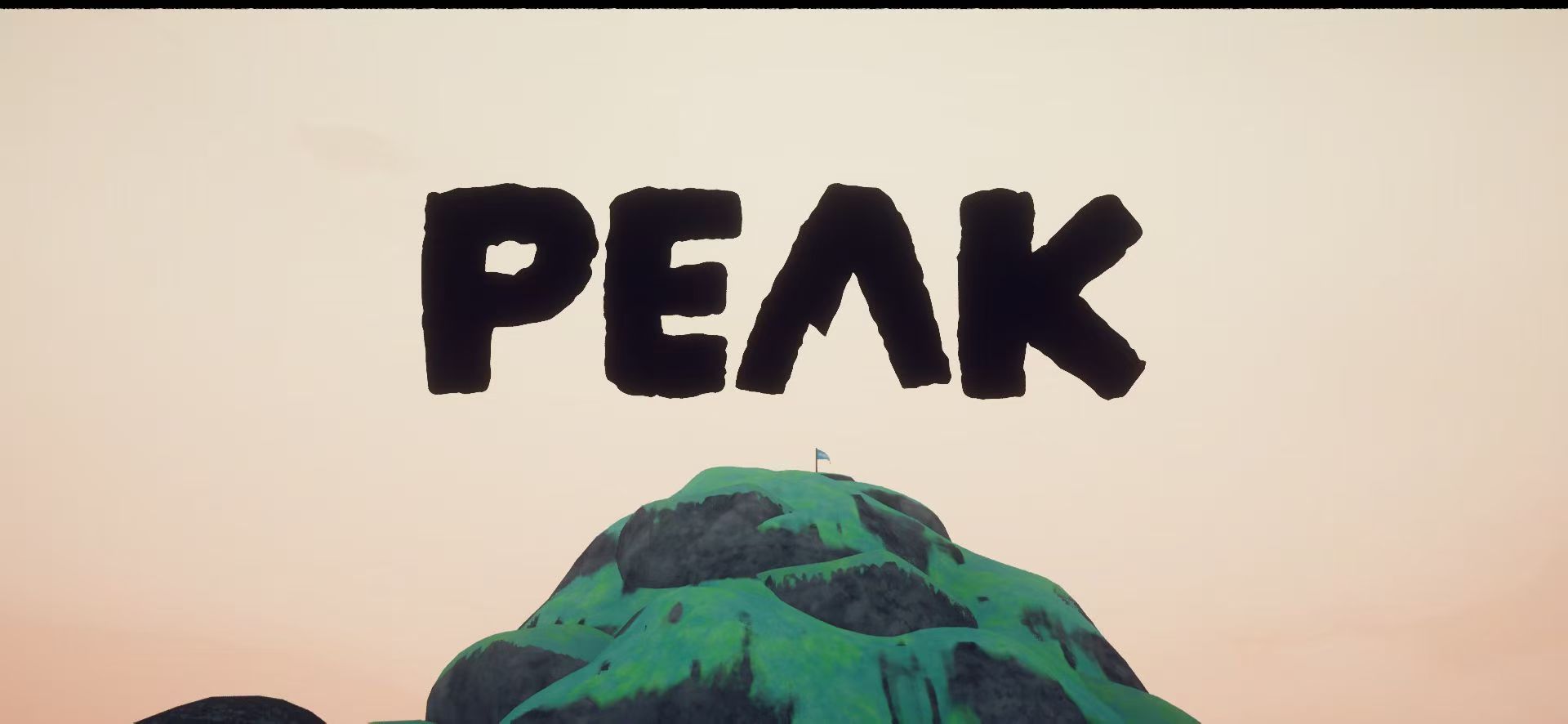 PEAK 游戏标题与山顶旗帜